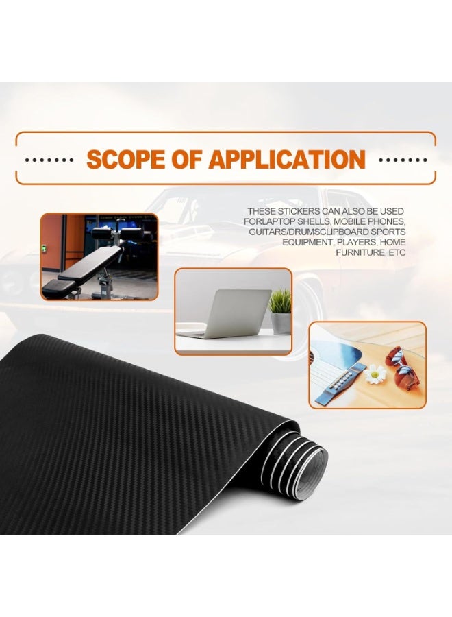 FAYET 3D Matte Black Carbon Fiber Vinyl Wrap, Bubble-Free, Waterproof, Self-Adhesive PVC Film for Car Interior and Exterior DIY Styling (30×152 cm) - Image 5